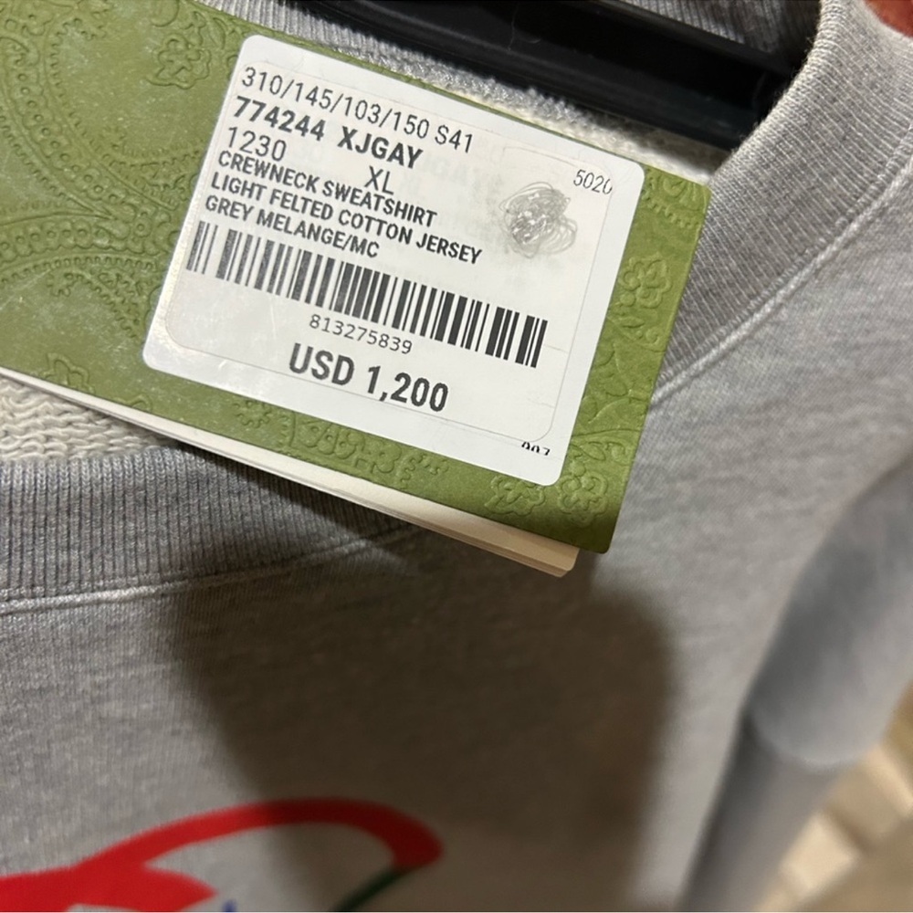 Men’s Gucci jersey cotton printed GREY MELANGE interlocking G sweatshirt size XL - Picture 5 of 10